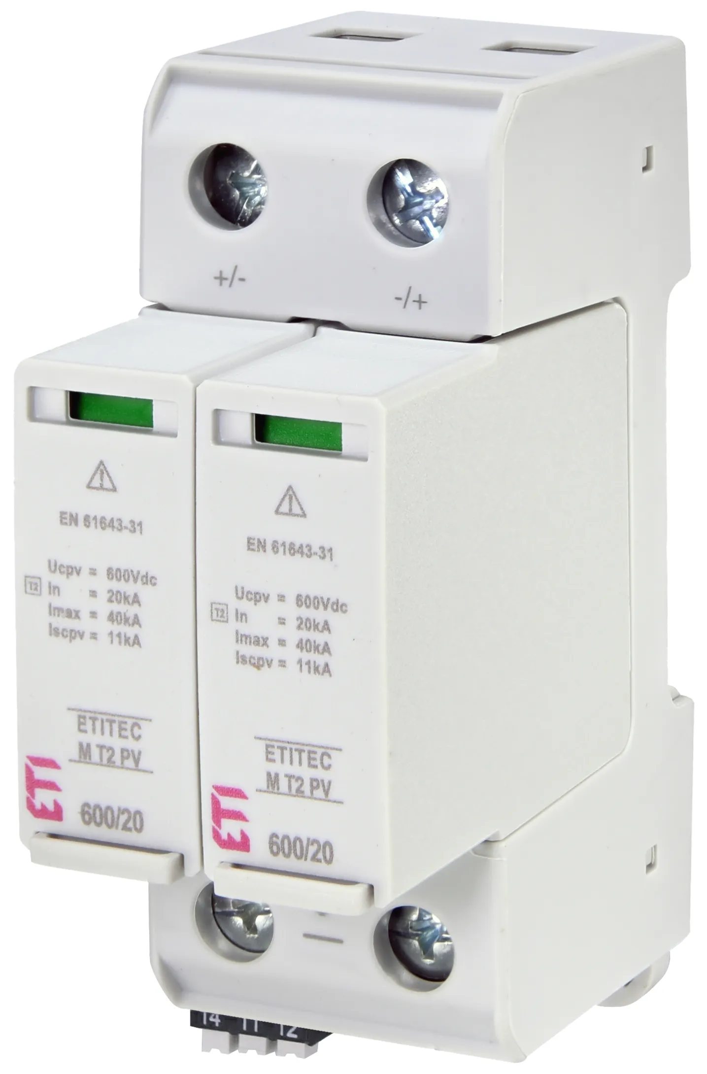 Viršįtampių ribotuvas ETITEC M T2 PV 600/20 RC 002440621