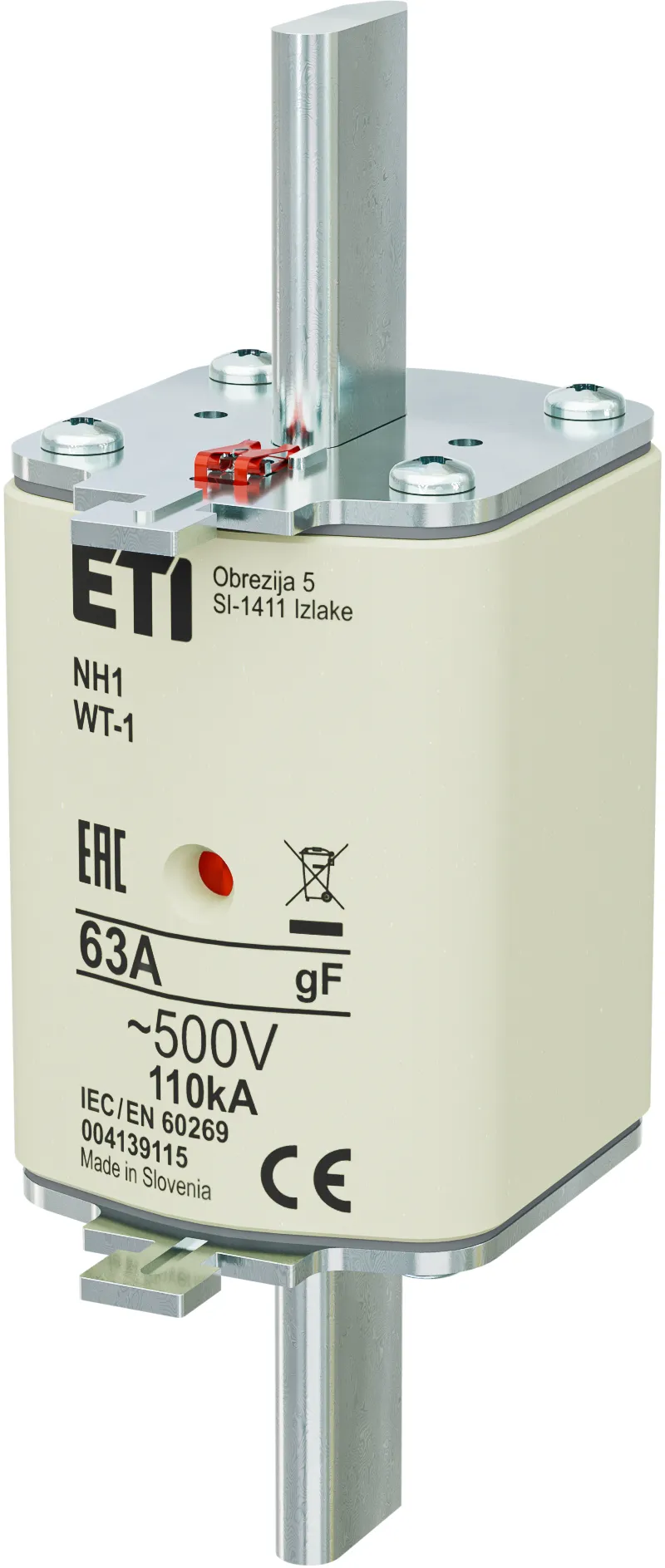 Saugikliai NH1/WT-1 gF 63A/500V 004139115