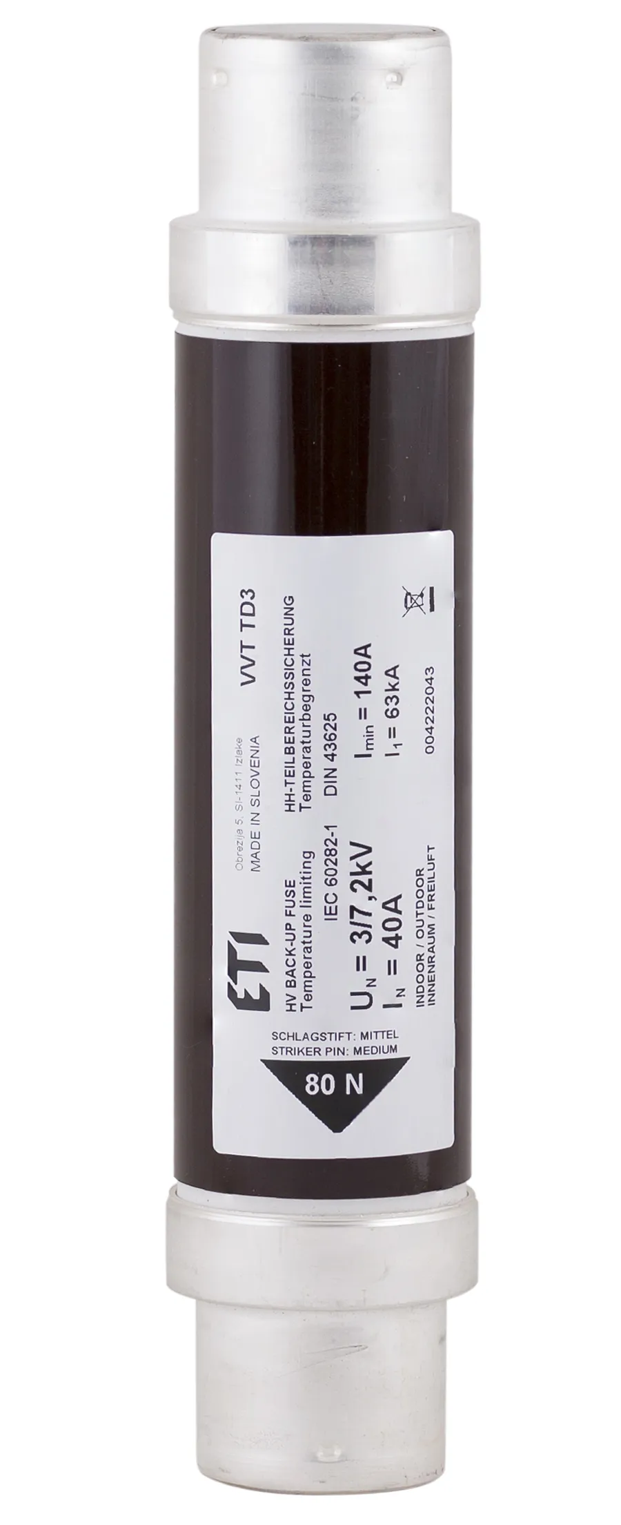 Saugikliai VVC3 7,2kV/2A 004220003