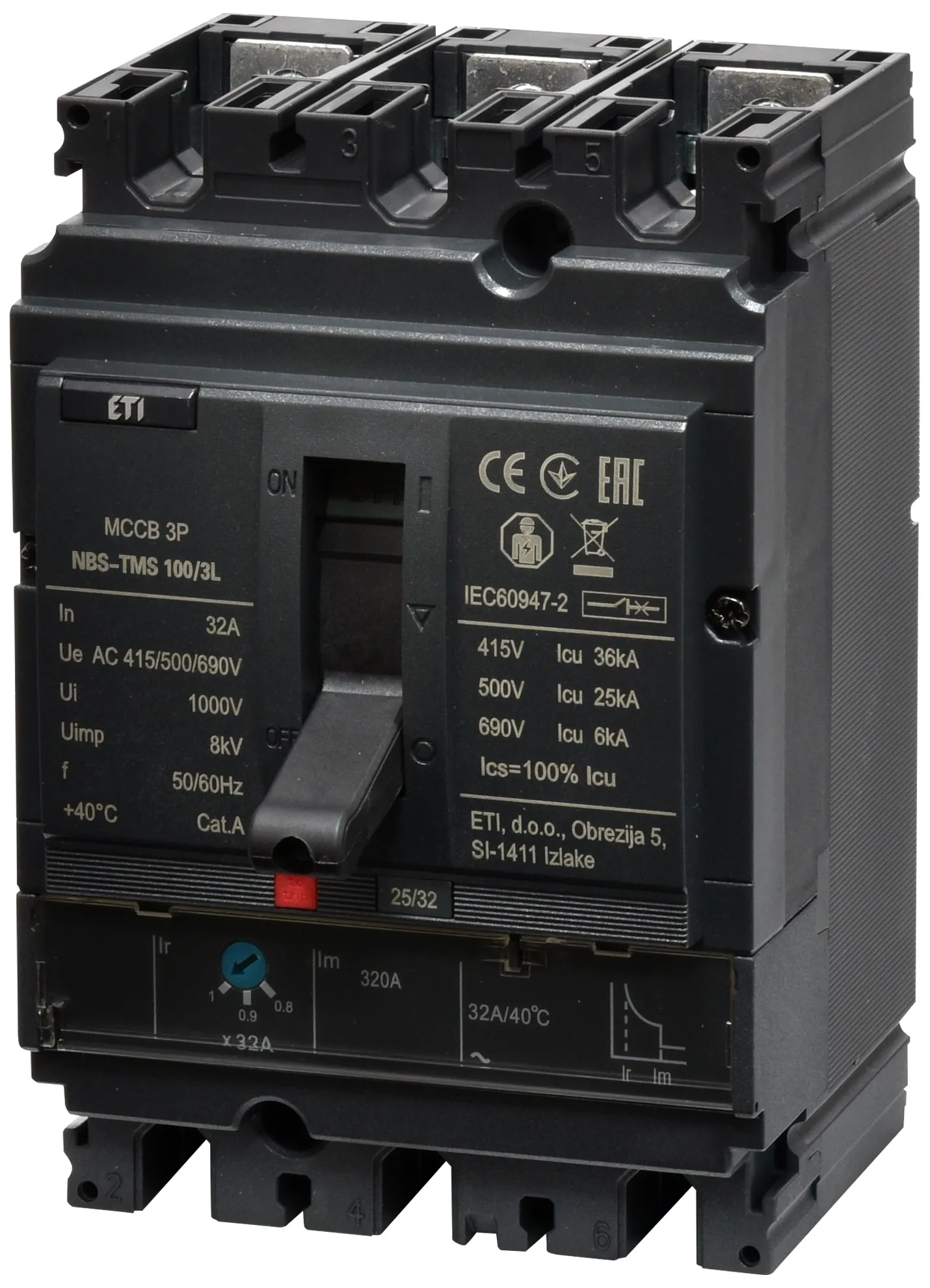 Pramoninis aut. jungiklis NBS-TMS 100/3L  32A 3P 004673002