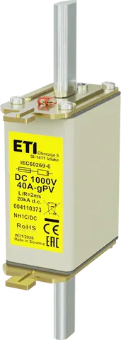 Vaizdas NH1C gPV 40A/1000V DC