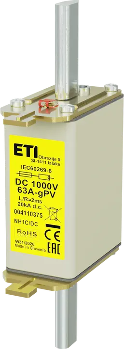 Vaizdas NH1C gPV 63A/1000V DC