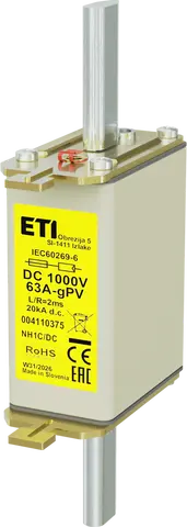 Vaizdas NH1C gPV 63A/1000V DC
