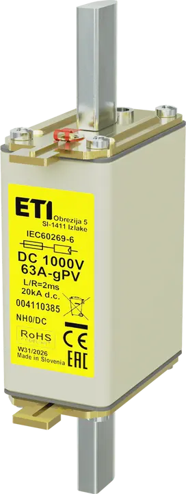 Vaizdas NH0 gPV 63A/1000V DC
