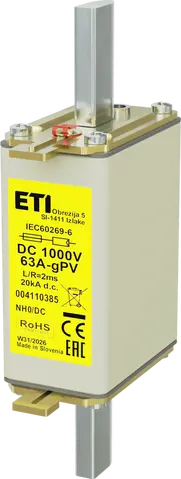 Vaizdas NH0 gPV 63A/1000V DC