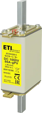 Vaizdas NH0 gPV 80A/1000V DC