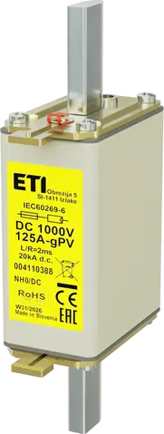 Vaizdas NH0 gPV 125A/1000V DC